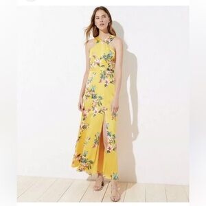 Loft Floral Yellow Maxi Dress